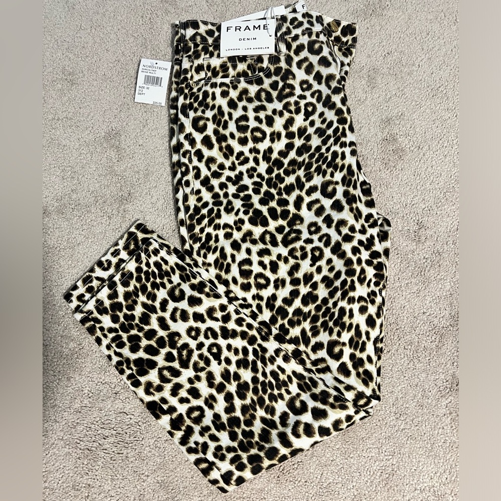 NWT Frame All High Rise Cigarette Animal Print Jeans
